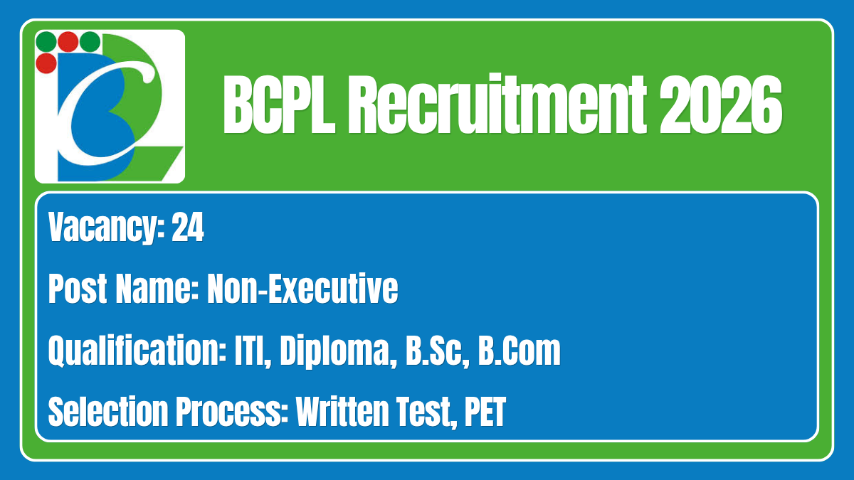 BCPL Recruitment 2026