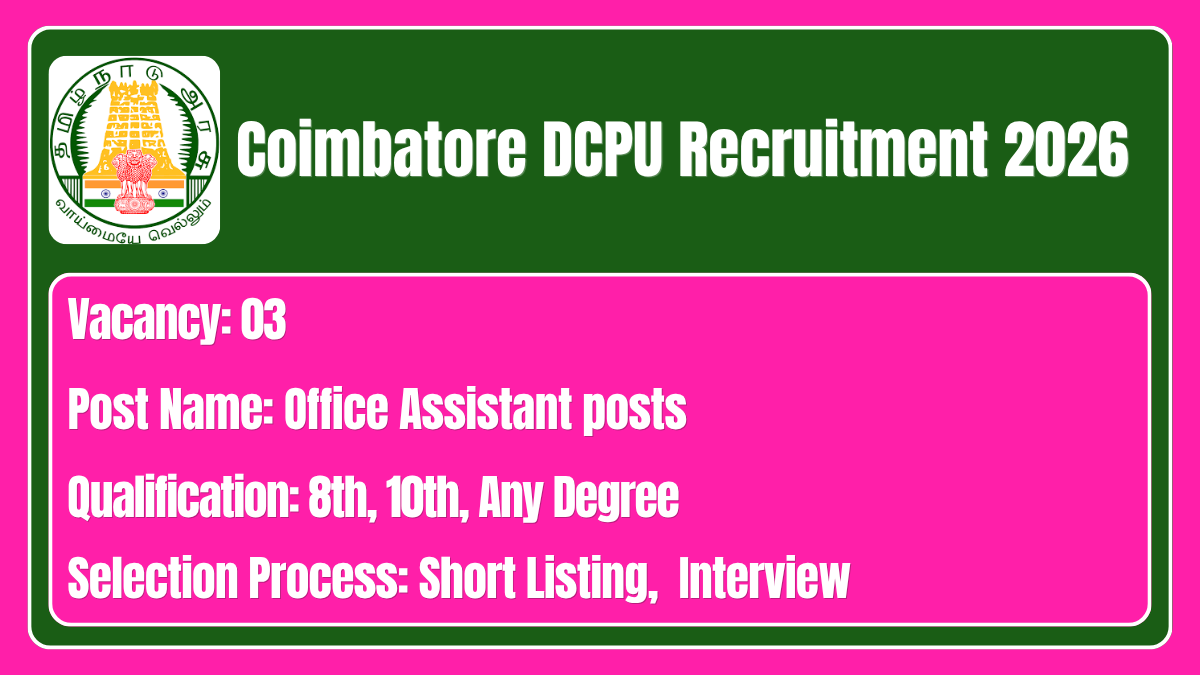 Coimbatore DCPU Recruitment 2026