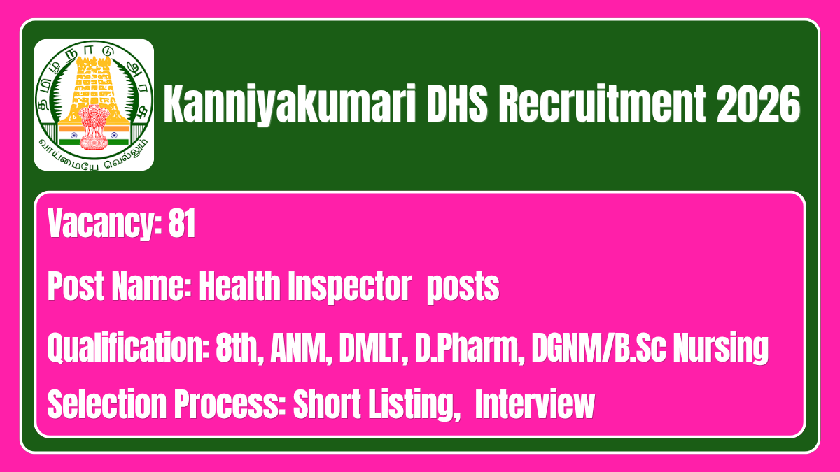 Kanniyakumari DHS Recruitment 2026