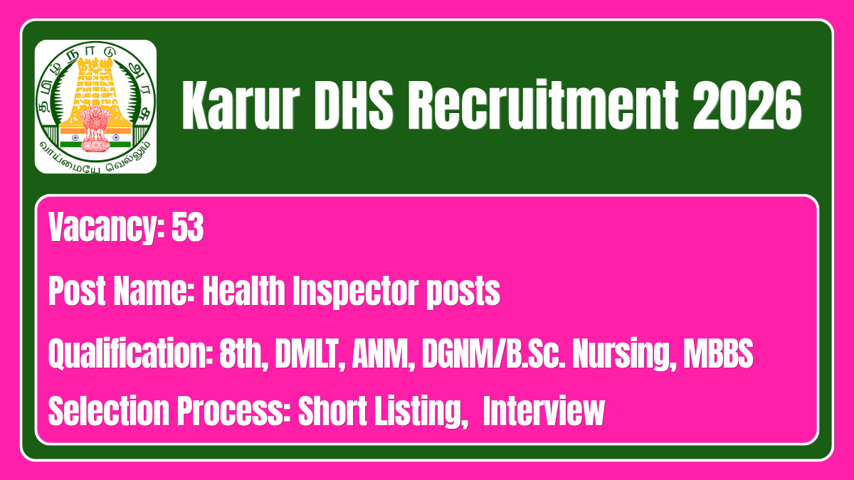 Karur DHS Recruitment 2026