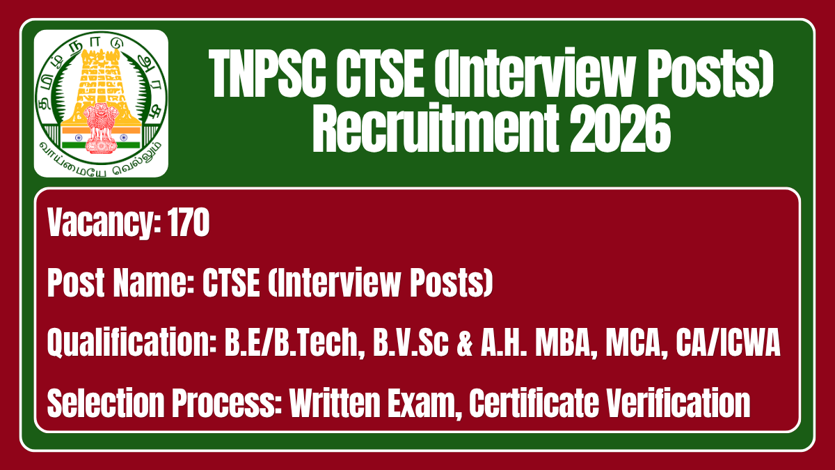 TNPSC CTSE (Interview Posts) Recruitment 2026
