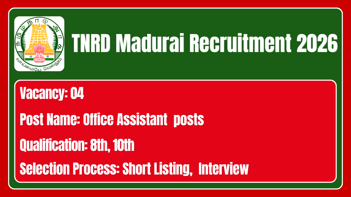 TNRD Madurai Recruitment 2026